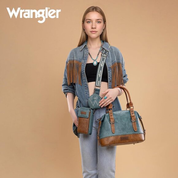 Wrangler 3Pcs Doctor Bag Sets for Women Top-handle Satchel Bag with Cell Phone H - Picture 2 of 7